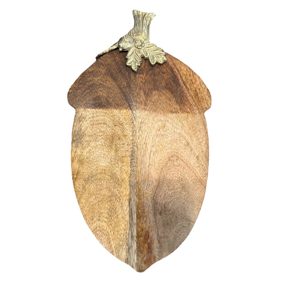 Ganz Acorn Shaped Charcuterie Serving Board With Golden Accents 15"l By 8" W